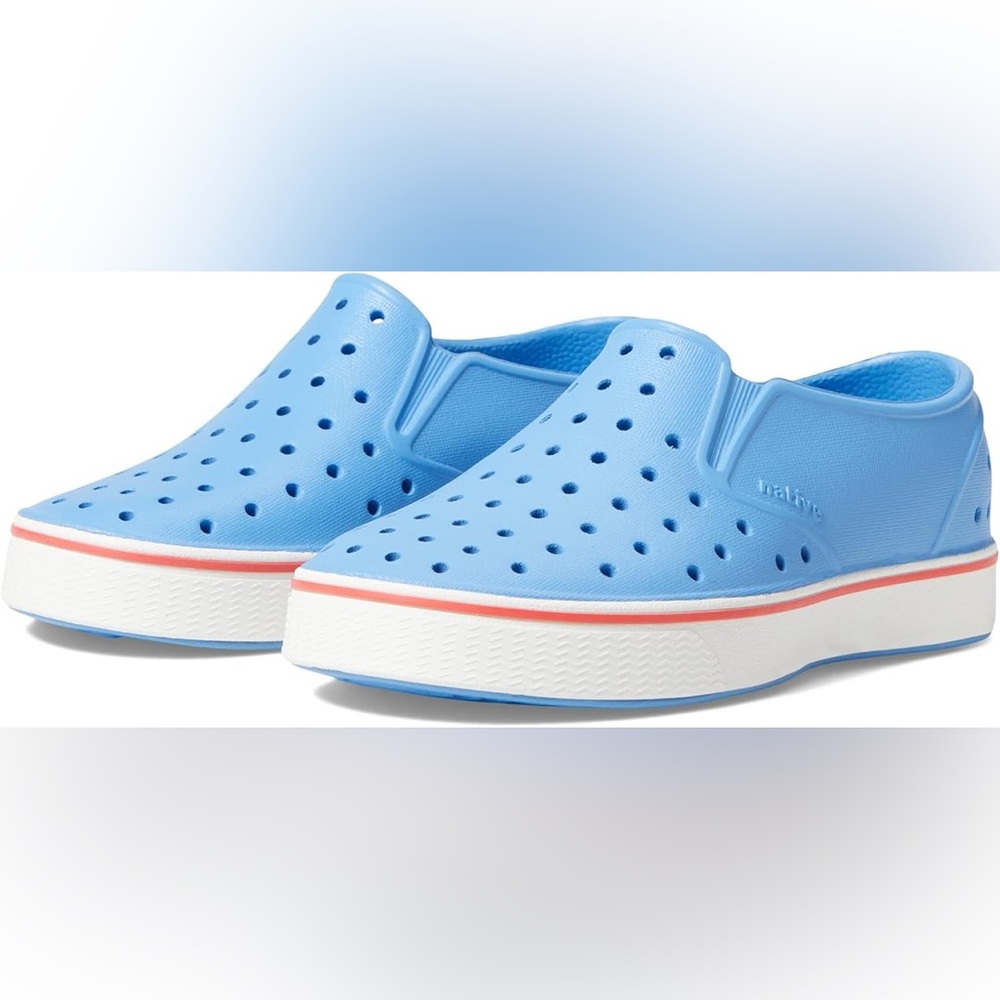 Native Kids Shoes Jefferson Slip-On in Light Blue with Pink Trim